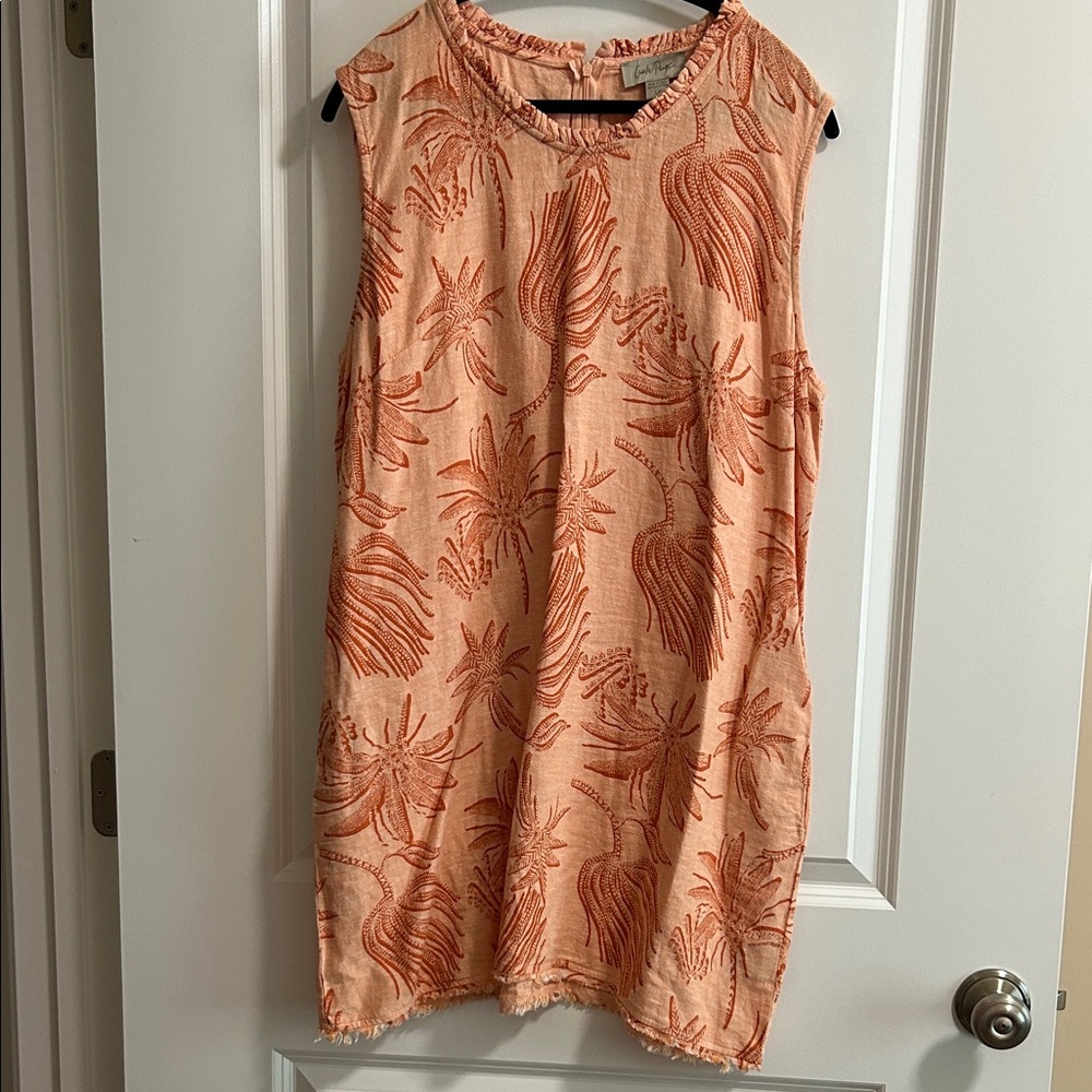Charlie Paige Orange Sleeveless Embroidered Dress